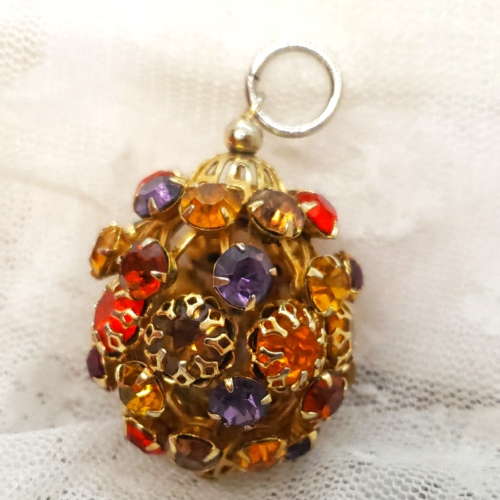 Vintage Rhinestone Egg Pendant